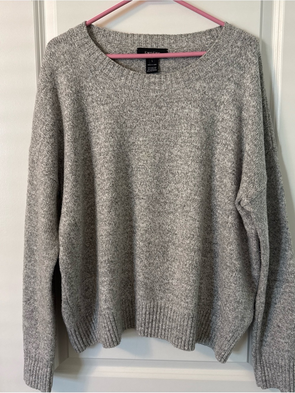 Karen Kane Women Gray Knit Round Neck Pullover Sweater Size L